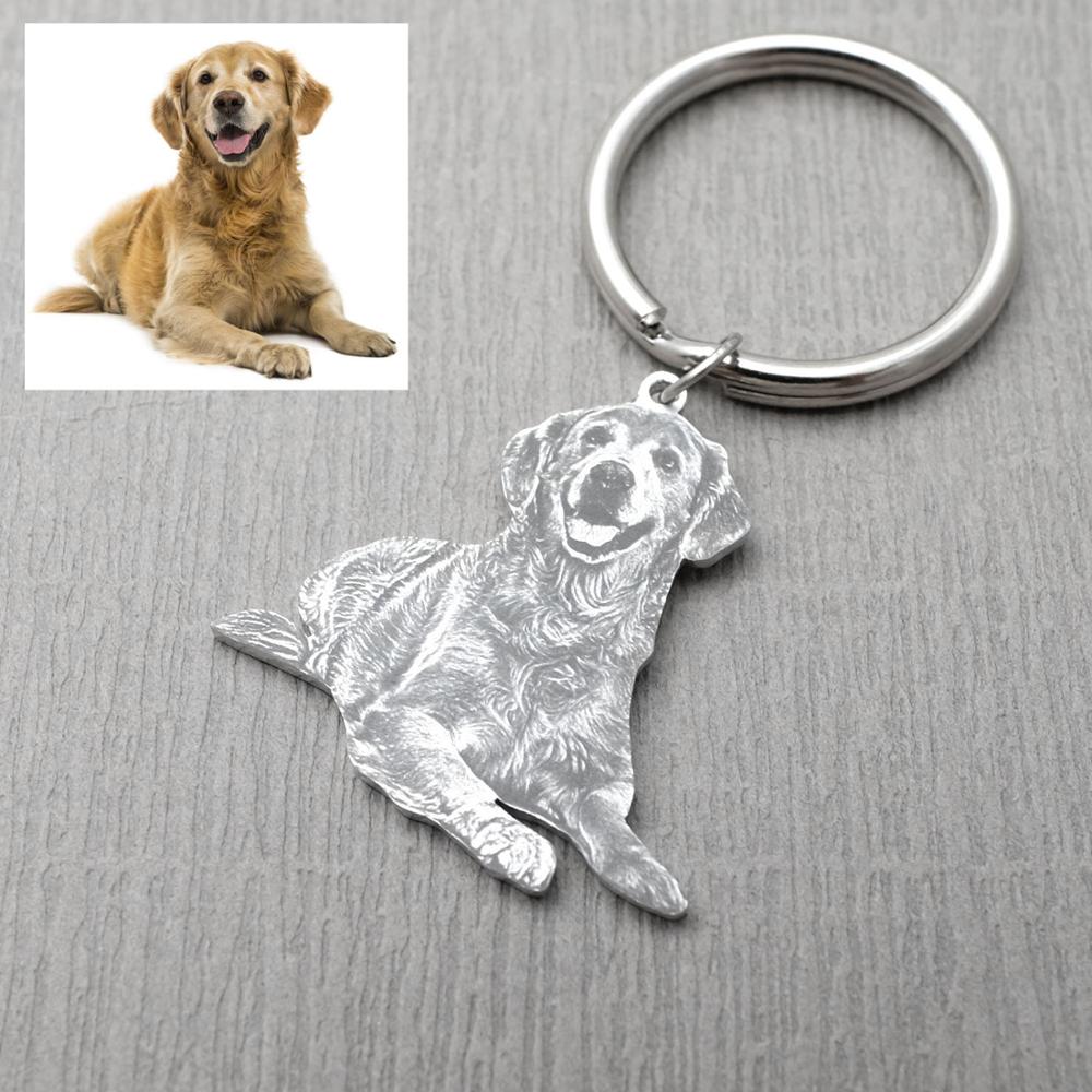 Custom Keychain Picture Keyring, Dog Photo Pet Memorial Keepsake