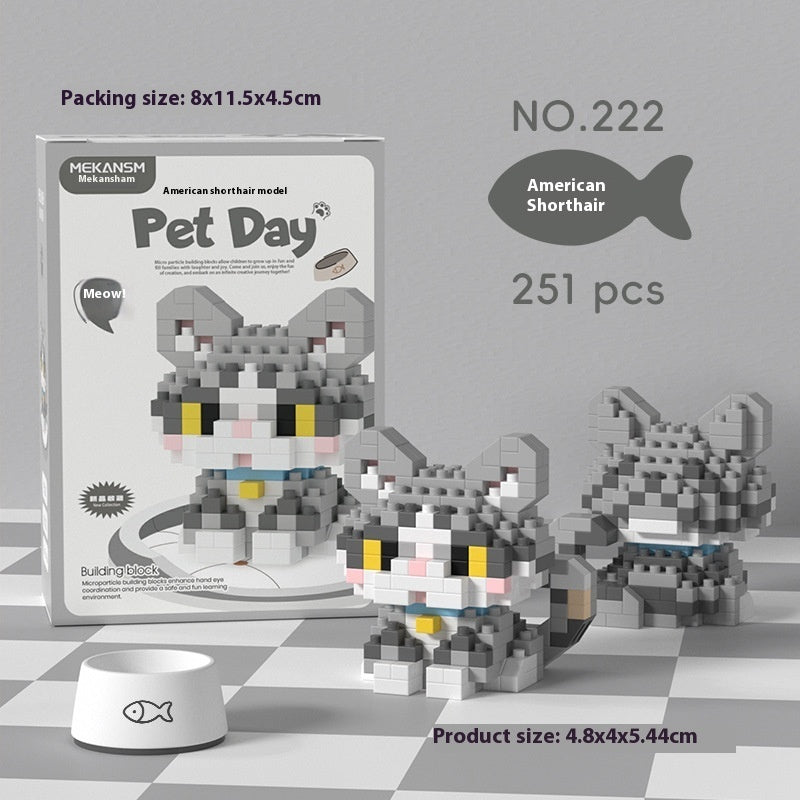 Cute Pet Cat and Dog Assembled Ornaments, DIY Particle Model Collectibles