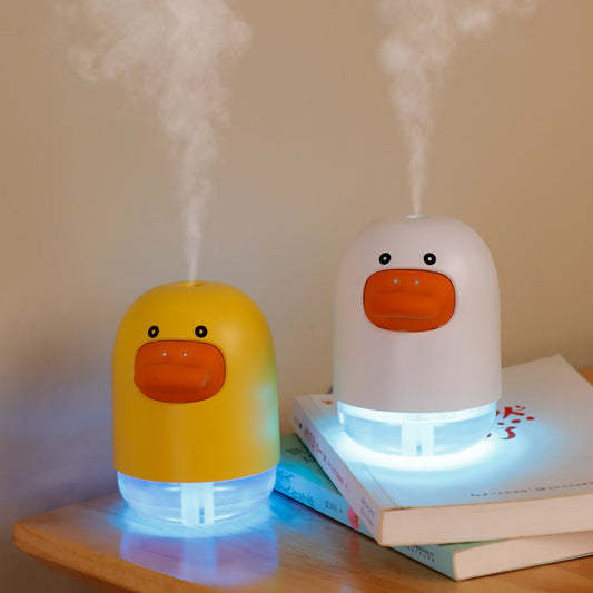 Cozy Comfort: Cartoon Cute Duck Humidifier & USB Atmosphere Lamp.