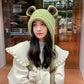 Cozy Chic: Women's Frog Knitted Warmth One-Piece Woolen Hat (One Size).