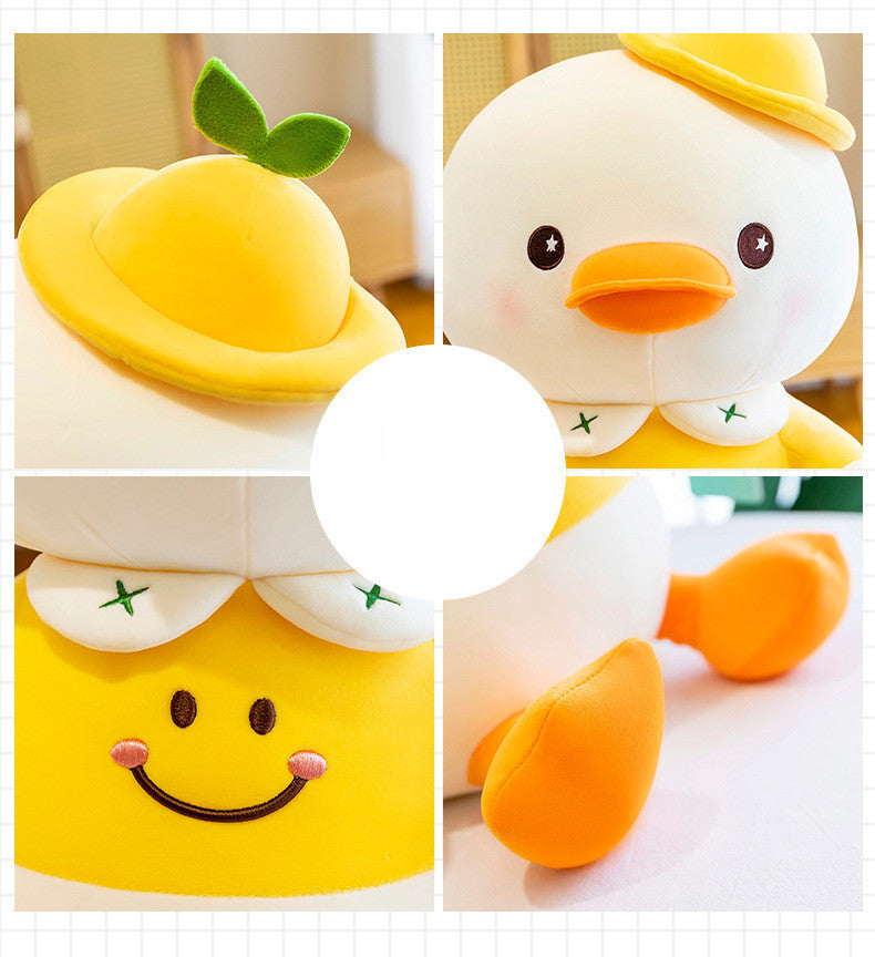 Pure Joy: Cartoon Smiling Little Yellow Duck Plush Doll (Down Cotton, Sitting & Lying Styles).
