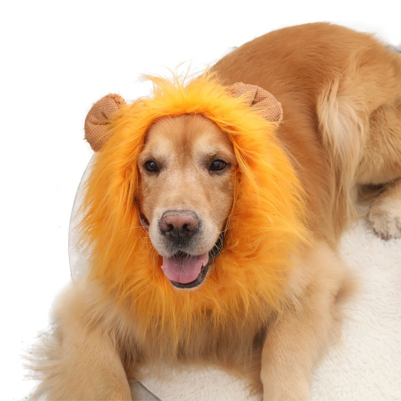 Pet Dog Lion Head Wig, Velvet Dog Hat & Costume Cover