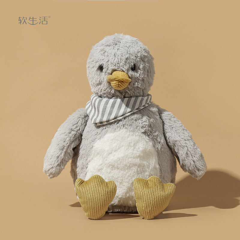 Fashion Gray Duck Plush Doll – Soft Polyester Stuffed Animal Toy
