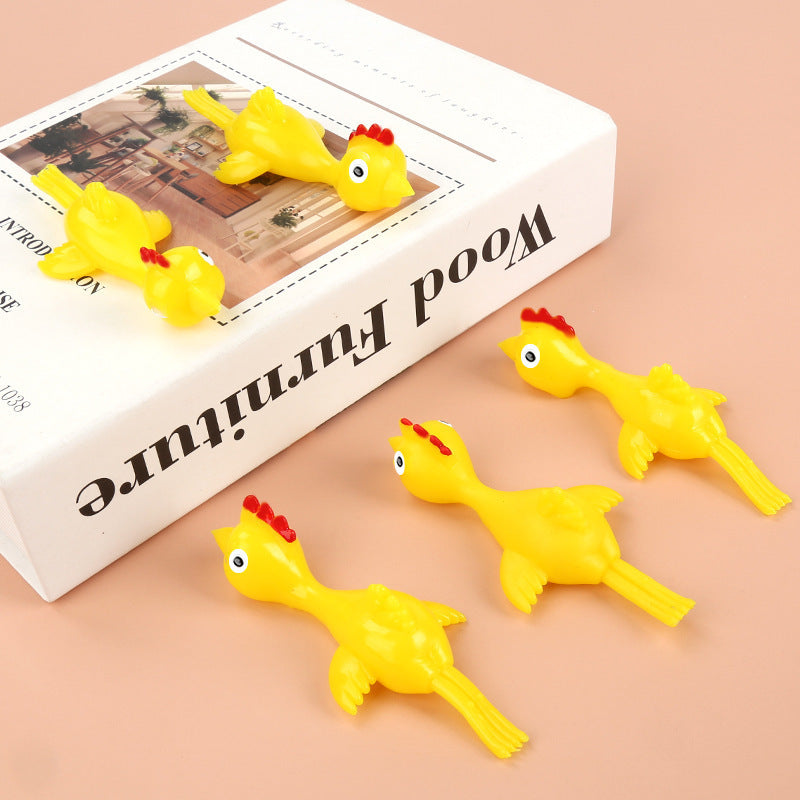 Novelty Catapulted Ejection Chicken Toy – Light Rubber Flying Prank Toy
