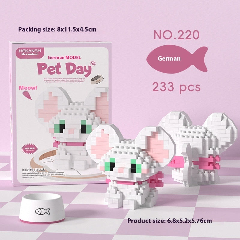Cute Pet Cat and Dog Assembled Ornaments, DIY Particle Model Collectibles