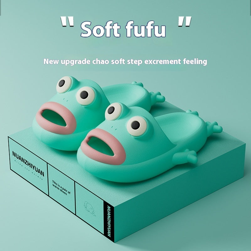 Summer Fun: Female Cartoon Frog Funny Flip Flops for Couples (Multiple Colors).