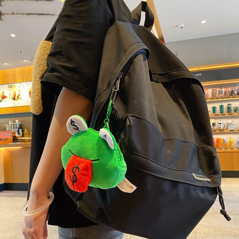 Lucky Charm: Creative Cartoon Plush Money Frog Coin Purse Keychain.
