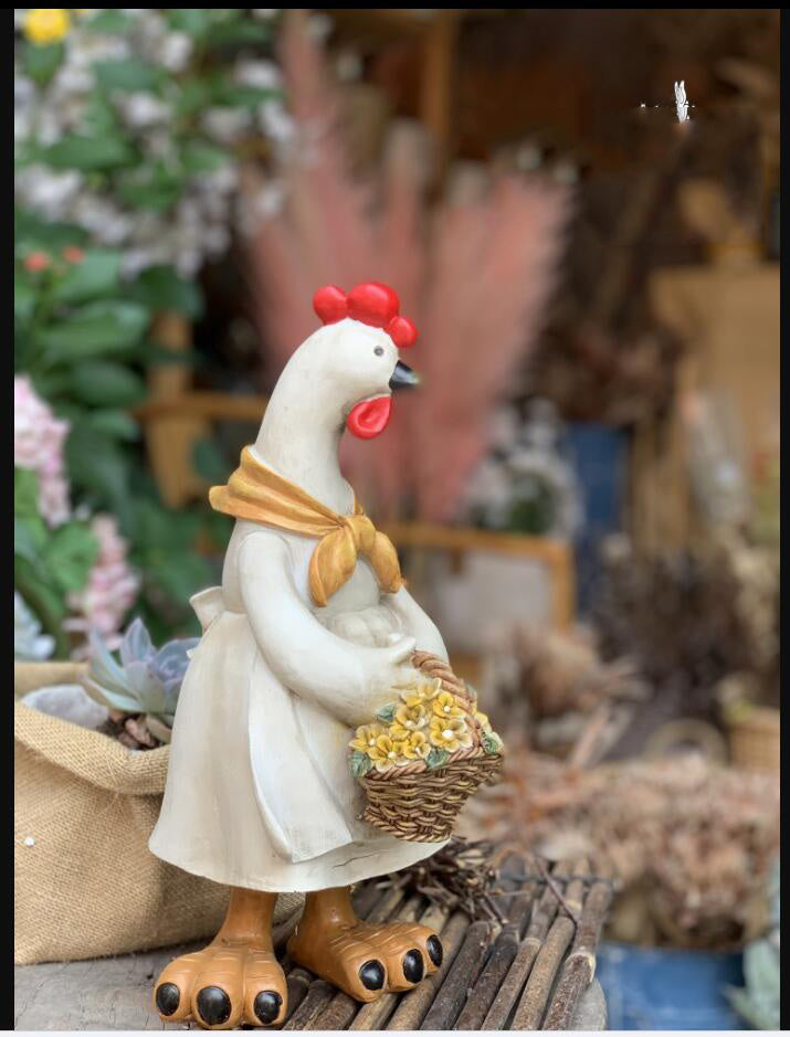 Farmhouse Folk: American Hand-painted Creative Animal Resin Chicken Ornaments.