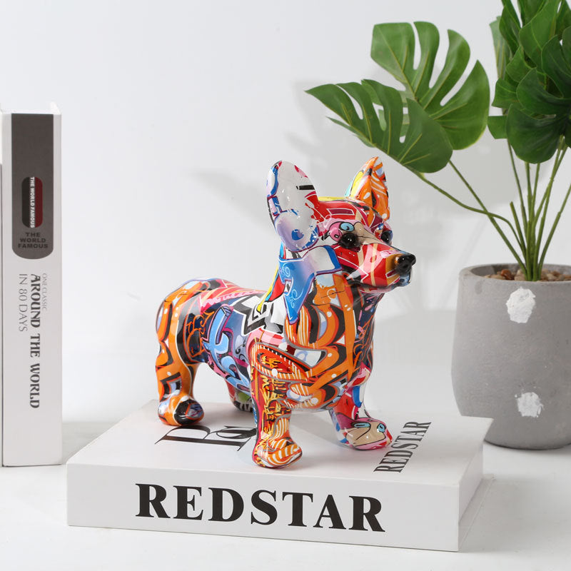 Creative Corgi Resin Ornament, Modern Minimalist Dog Decor for Living Room & Desktop
