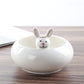 White Ceramic Animal Ornament with Tray, Dog, Cat & Hippo Decorative Planter (Small)