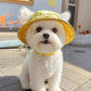 Cute Exposed-Ear Bucket Hat for Pets, Breathable Summer Hat for Cats & Dogs