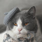 Knitted Beret & Plaid Scarf Set for Pets, Cute Belle-Style Accessories for Cats & Small Dogs