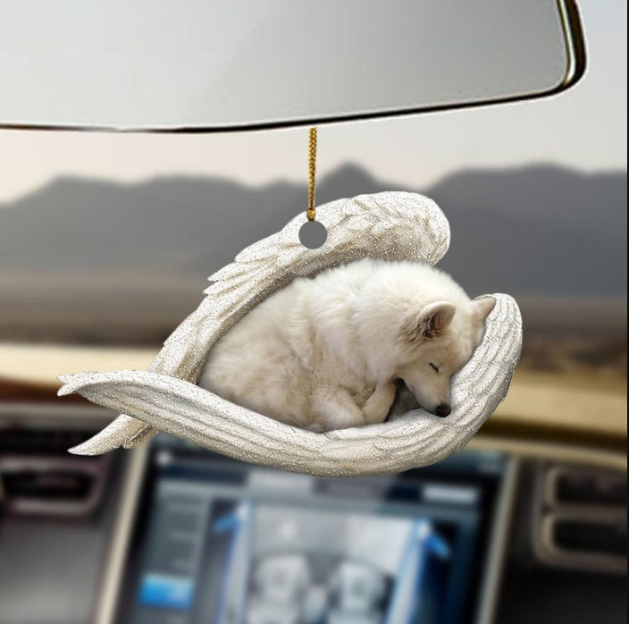 Sleeping Dog Angel Car Pendant, Acrylic Hanging Ornament for Cars, Doors & Home Decor