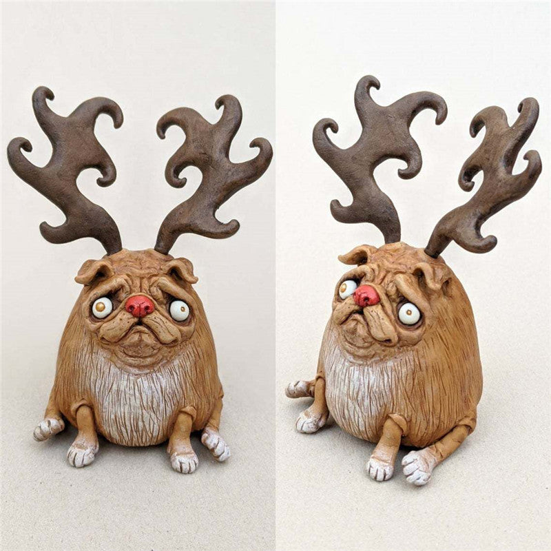 Pumpkin Dog Doll Ornament, Christmas Resin Animal Craft for Home Decoration