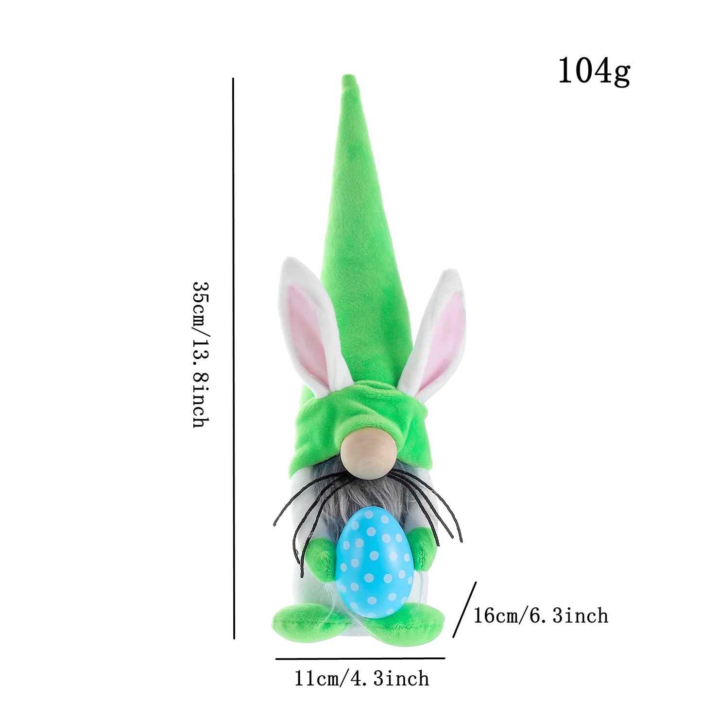 Easter Bunny Holding Eggs Faceless Doll, Cloth Spring Decoration (Pink, Blue, Green)
