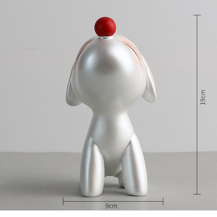 Creative Red Nose Cute Dog Ornament, Modern Minimalist Resin Decoration