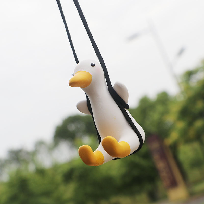 Scented Swing: Cute Cartoon Duck Car Diffuser Pendant Auto Rearview Mirror Ornament.