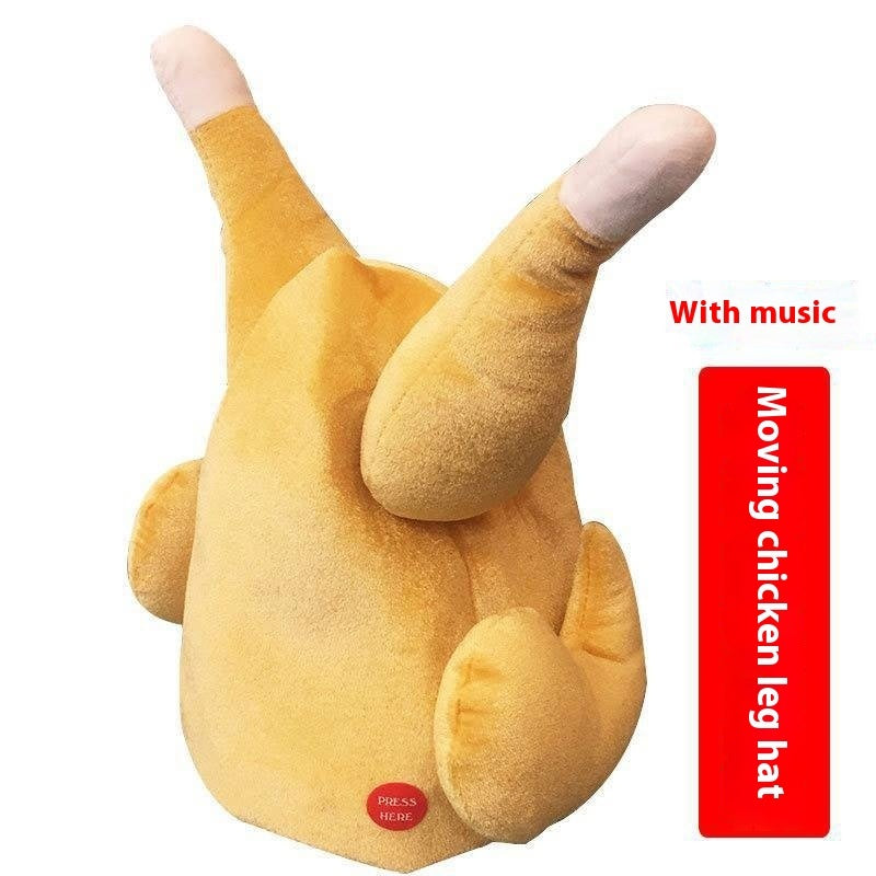 Hilarious Headwear: Movable Chicken Leg Electric Funny Plush Halloween Hat (With or Without Music).