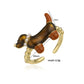 European & American Colorful Drip-Oil Sausage Dog Ring, INS Style Open Copper Ring for Women