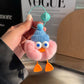 Soft & Stylish: Cute Imitate Rex Rabbit Fur Little Duck Car Key Ring Pendant.