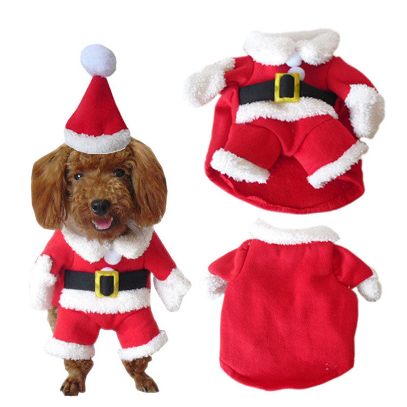 Santa Claus Turned Into a Cat and Dog Costume, Christmas Pet Transformation Outfit