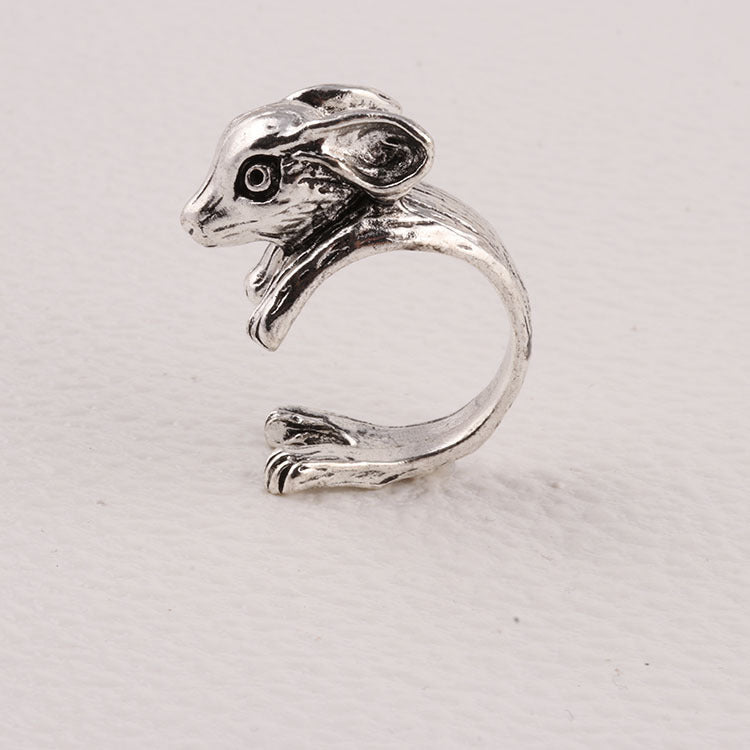 Simple Retro Bunny Ring, Adjustable Alloy Rabbit Ring for Women