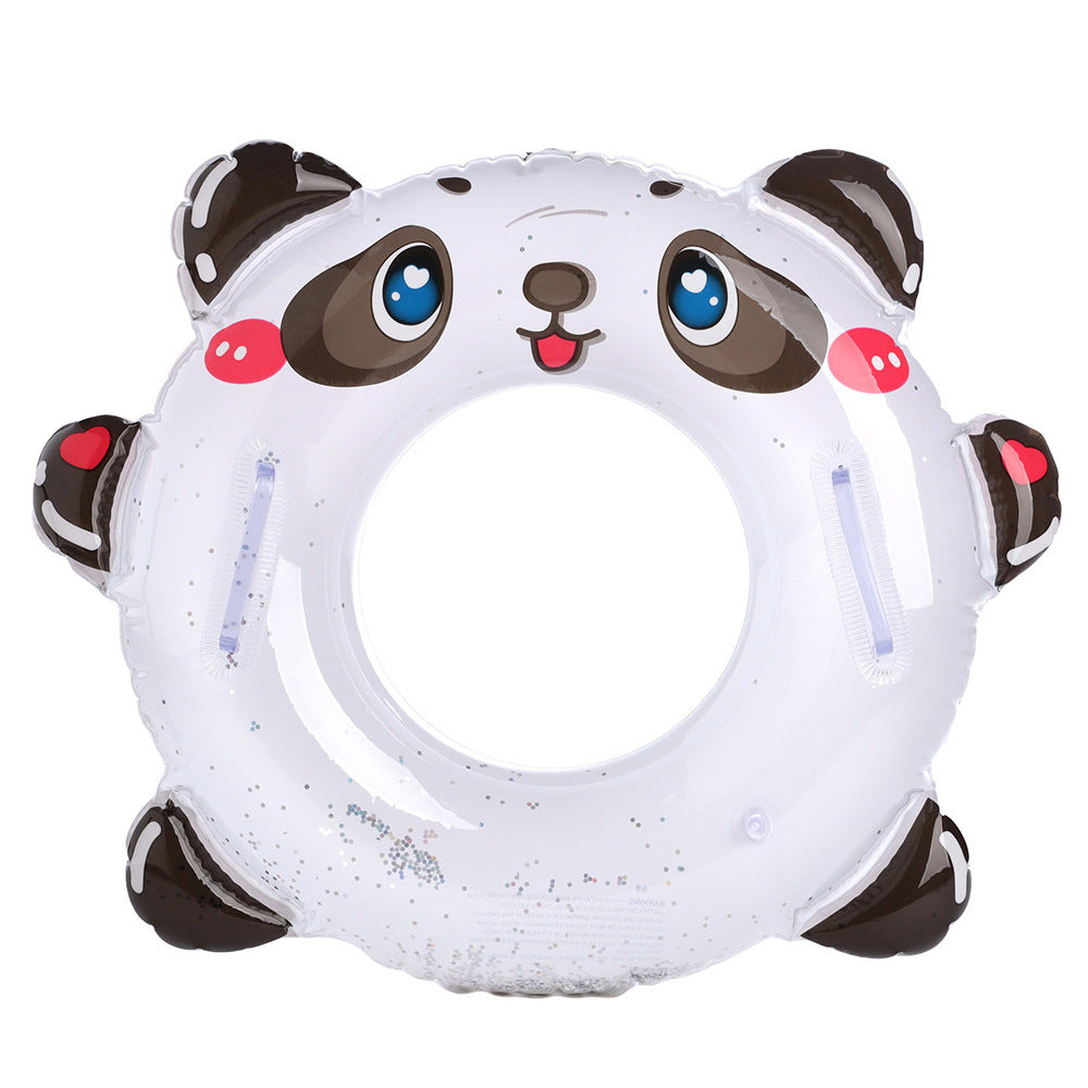 Sequined Children's Bunny-Shaped Swimming Ring with Handle, Baby Swim Float
