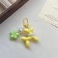 Pearl Balloon Dog Flower Keychain, Colorful Resin & Plastic Pendant