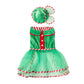 Pet Green Gauze Skirt & Hat Set, Cute Holiday Clothing for Dogs (Christmas Outfit)