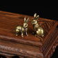 Pure Brass Zodiac Bunny, Solid Copper Tea Pet & Home Mini Ornament (Pair)