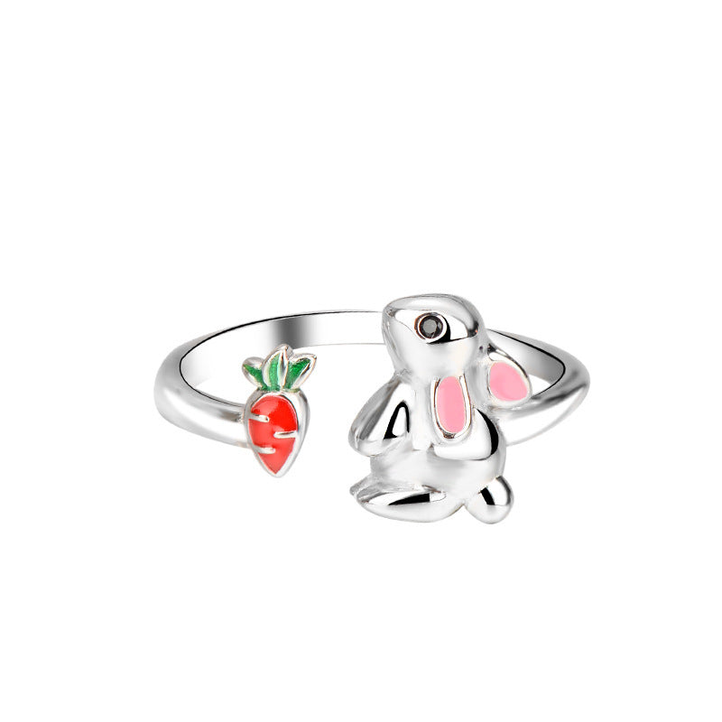Bunny Radish Sterling Silver Ring, Women’s Adjustable Animal/Zodiac Ring