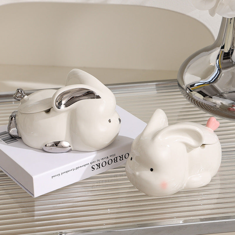 Cute Bunny Ceramic Ashtray, Creative High-Aesthetic Decorative Ornament