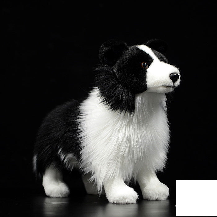Fashion Simulation Plush Cute Border Collie Doll, 28cm Realistic Puppy Plush Toy