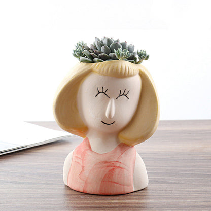 White Ceramic Animal Ornament with Tray, Dog, Cat & Hippo Decorative Planter (Small)