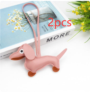 Sausage Dog Style Carrying Strap Bag Ornament, Fashion Commuting Leather Charm