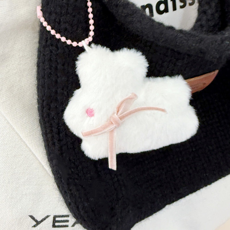 Fashion Cartoon Plush Bunny Doll, Cute Hand-Woven Pendant Ornament
