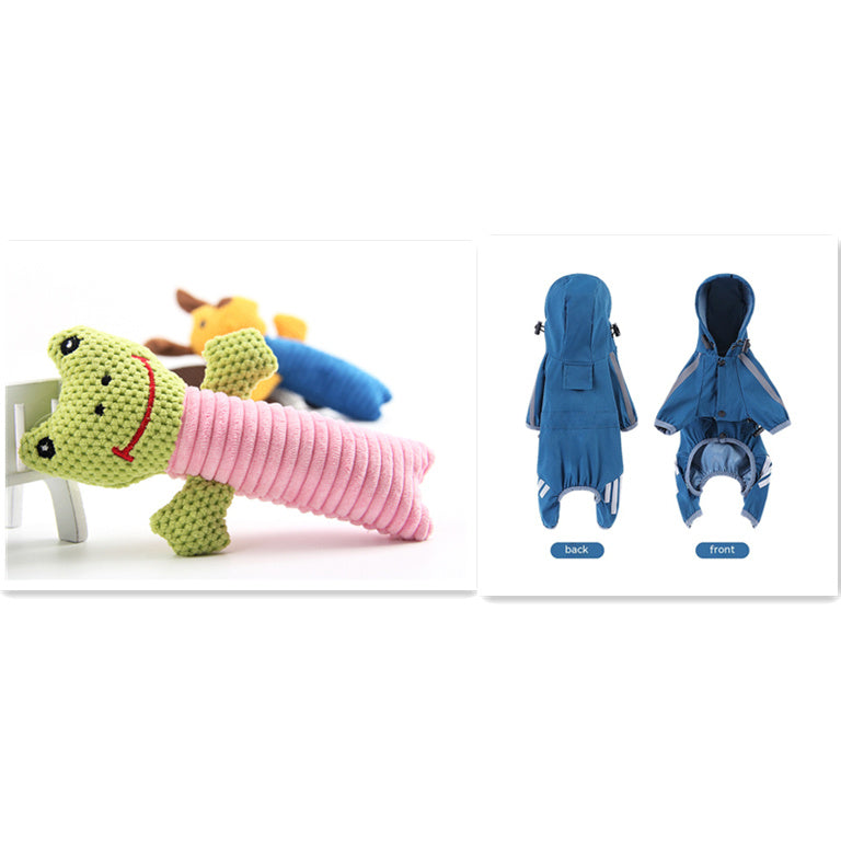 Squeaky Snuggles: Soft Plush Sound Dog Toys (Puppy, Calf, or Frog Styles).