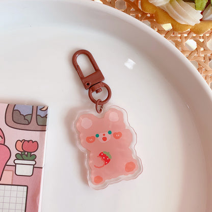 Cute Japanese Bunny & Bear Bag Jewelry Keychain, Acrylic Pendant Charm (GJ137)