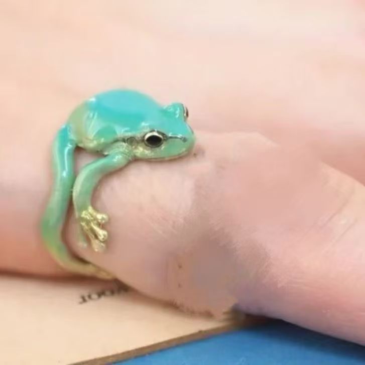 Bold Whimsy: Cute Personality Frog Ring in Retro Exaggerated Style (Adjustable Alloy).