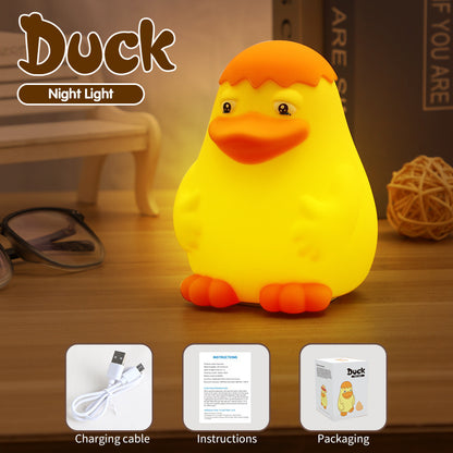 Silicone Cute Duck Induction Night Lamp – USB Rechargeable Warm Light (3-Level Dimming)