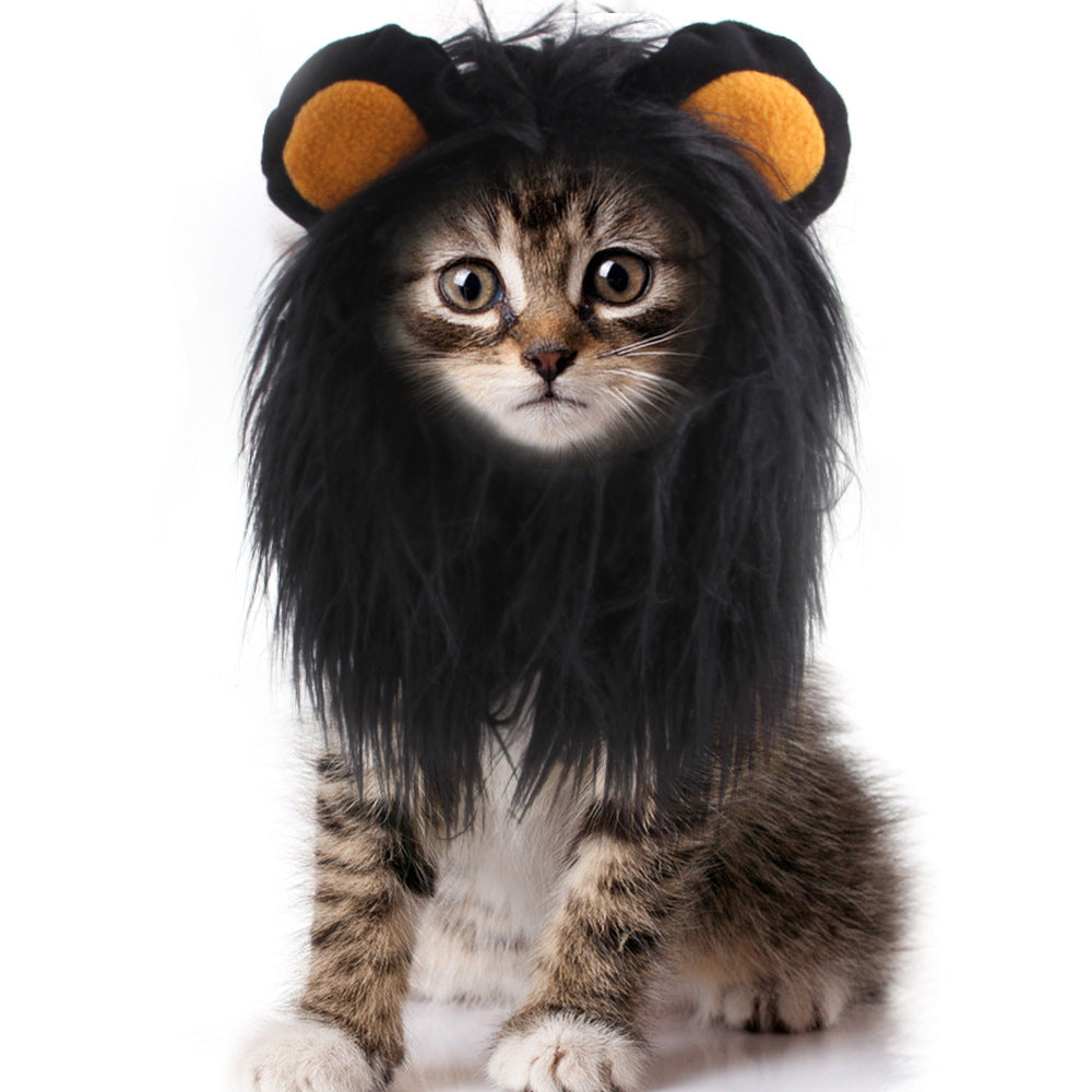 Lion Mane Wig Hat for Pets, Fashion Plush Head Cover for Cats & Dogs (Halloween Costume)