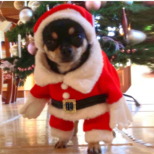 Three-Dimensional Christmas Transformation Suit, Festive Fleece Dog Outfit with Matching Hat