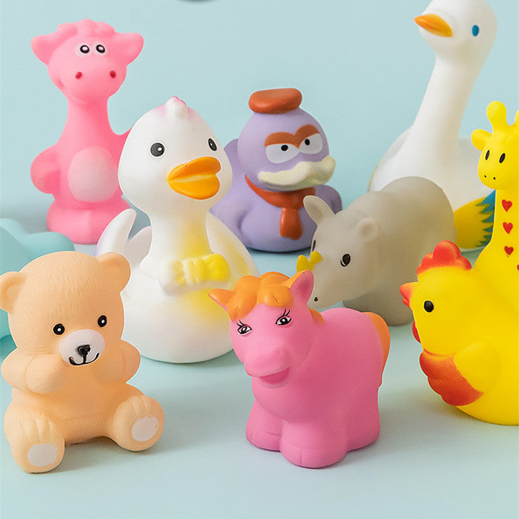 Vinyl Rubber Yellow Duck & Animal Water Toy – Soft Floating Bath Toy Collection