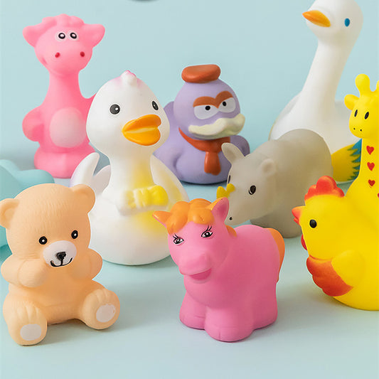 Vinyl Rubber Yellow Duck & Animal Water Toy – Soft Floating Bath Toy Collection