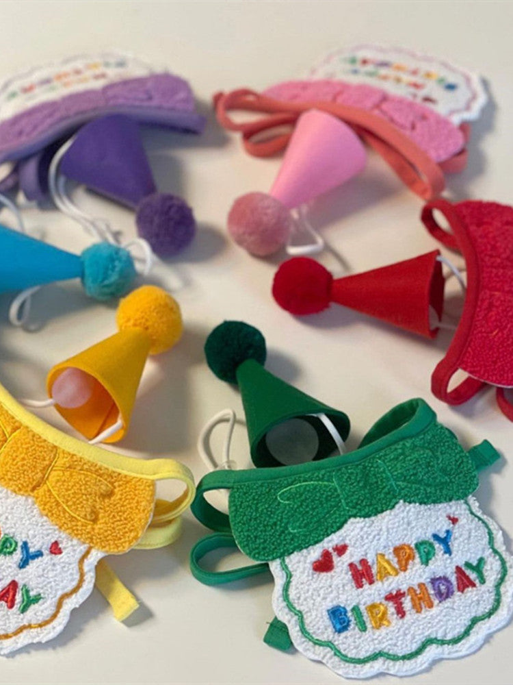 Hand-Knitted Pet Bib & Hat Set, Cute Fashion Accessory for Dogs & Cats