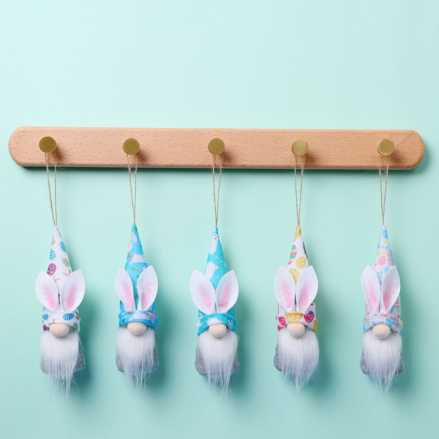 Easter Bunny Wool Ornaments, Set of 5 or 10 Spring Hanging Decorations