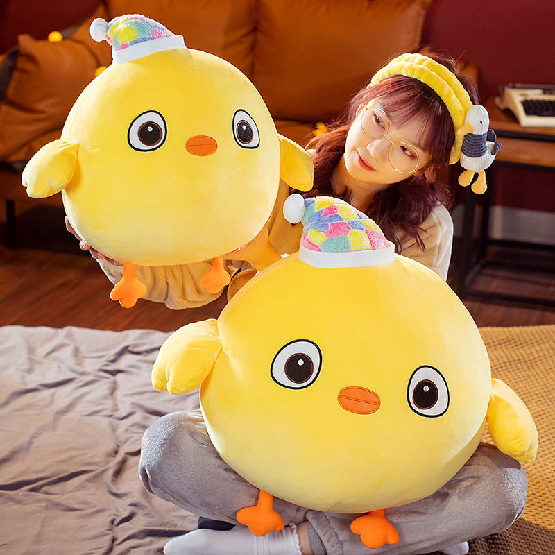 Dreamy Comfort: Soft Little Yellow Chicken Sleeping Pillow Doll (Down Cotton, Super Soft Plush).