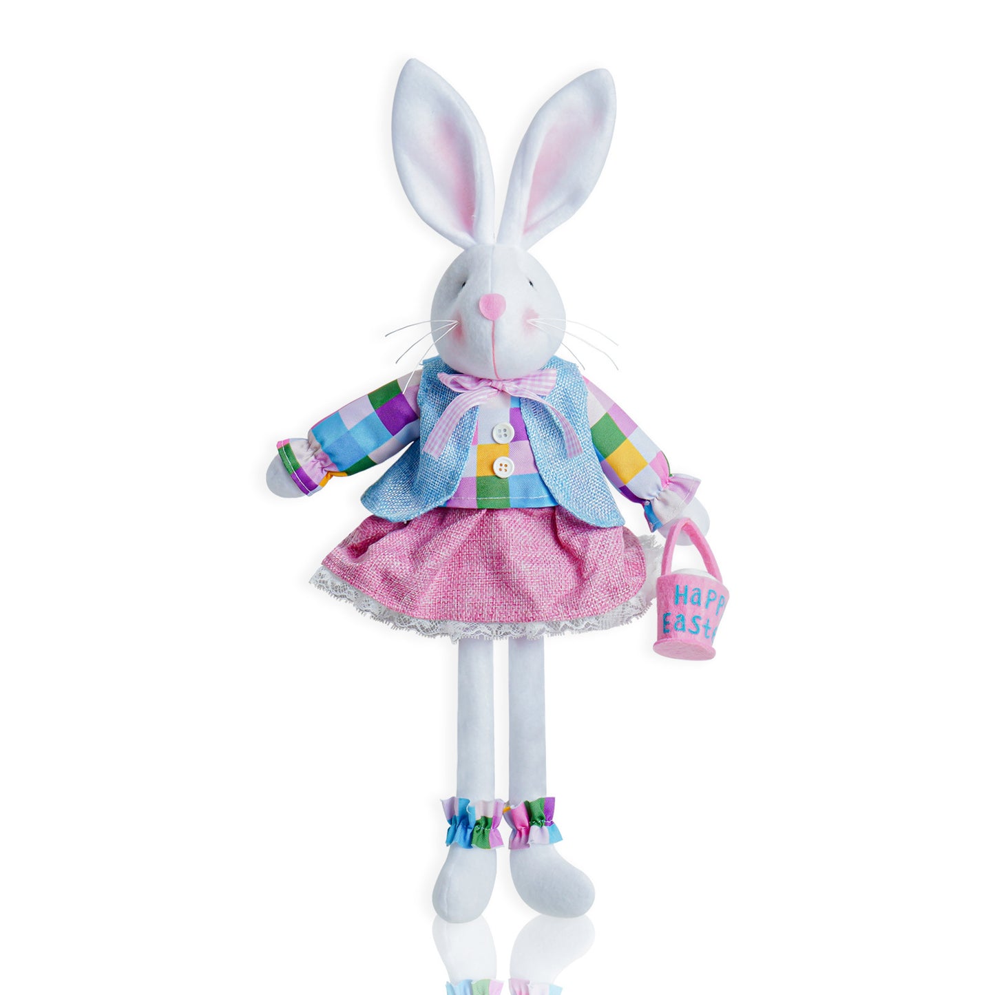 Easter Bunny Doll, Cute Cloth Bunny Ornament for Easter Party Decoration