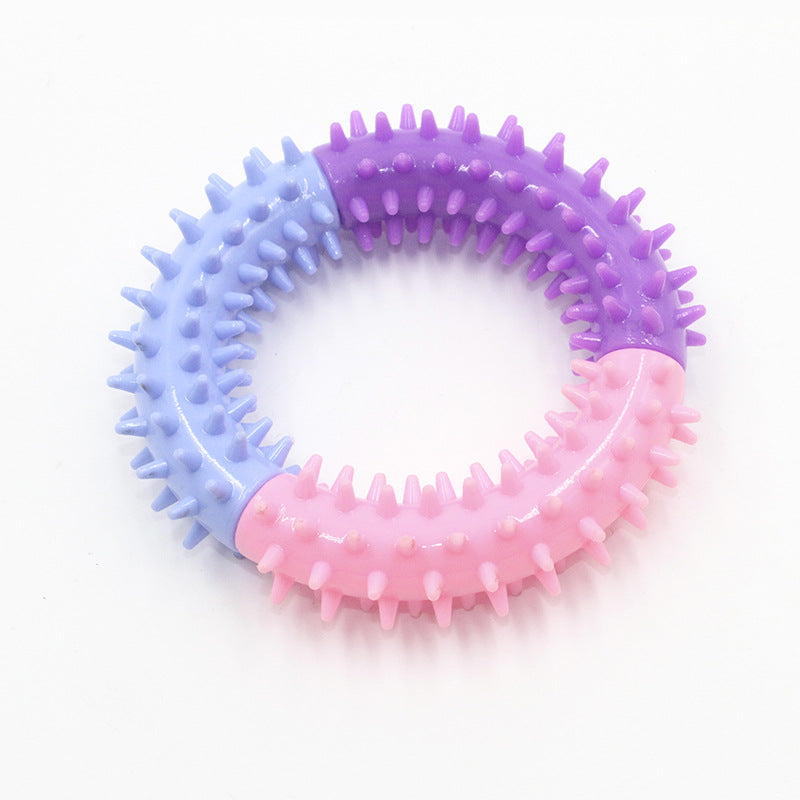 TPR Three-Color Piercing Ring Dog Toy, Durable Molar Chew Toy for Pets