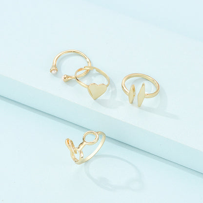 European & American Fashion Bunny Alloy Joint Ring, Heart-Shaped Animal Design